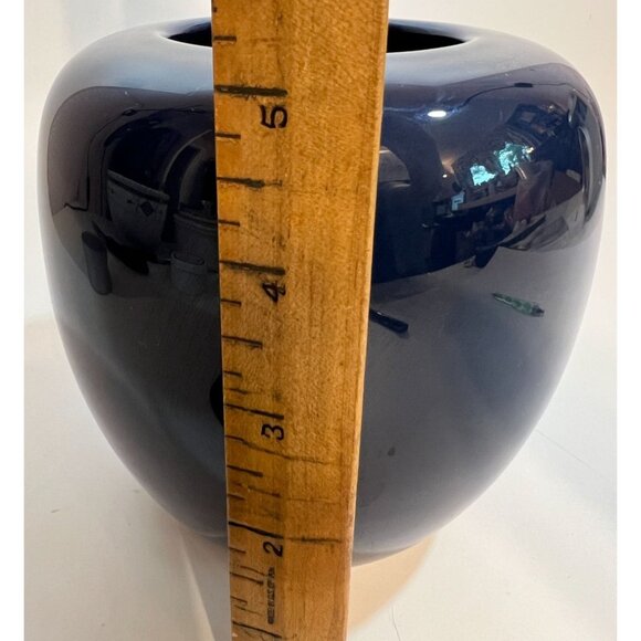 San Bernardo Portugal cobalt Blue Ceramic Bud Vase 5" Tall 4" Diameter minimalis - Picture 6 of 6